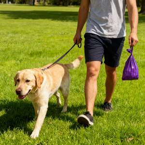Bolsas para excrementos de perro moradas con cierre abierto, a prueba de fugas, de material PE extra grueso, para perros pequeños - Product Image 5
