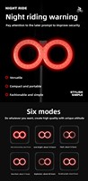 Feu arrière de vélo LED en forme de cœur imperméable IPX6, 6 modes, batterie rechargeable, léger, longue portée, sécurité de conduite nocturne, ABS