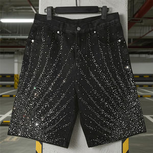 Verano moda Streetwear Essentials Shorts diseñador personalizado Vintage Baggy Jeans Shorts hombres lujo Rhinestone Denim Shorts - Product Image 1