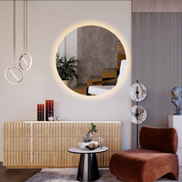Miroir LED rond, miroir en bois, lumière LED, miroir de salle de bain, miroir de maquillage, miroir de vanité avec éclairage, miroir intelligent, miroir de vanité LED