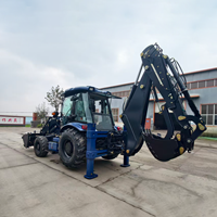 Prix d'usine 4x4 Tractopelle 4 roues motrices avec chargeur et pelle arrière 8 tonnes, Chargeuse-pelleteuse agricole