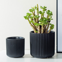 Pot Bunga Keramik Matte Modern Tahan Lama untuk Interior, Grosir Pot Bonsai Silinder Putih, Pot Tanaman Kerajinan, Gaya Kontemporer
