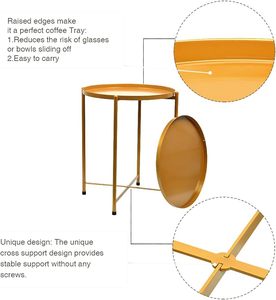 Table d'appoint en métal robuste, résistante aux intempéries et aux UV, multi-usages, montage facile pour patio, balcon, salon, style traditionnel - Product Image 4