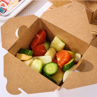 Boîte d'emballage alimentaire jetable en papier kraft, conteneur en papier pour collations, salades, frites, barquettes à emporter, boîte à lunch pour la restauration rapide