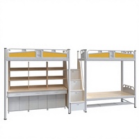Ensemble de lit de dortoir scolaire moderne en métal avec bureau d'ordinateur et armoire