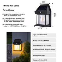 Luz de pared solar LED impermeable IP65 moderna, luces de jardín exteriores blancas cálidas, ROHS certificada, montada en la pared para uso en exteriores