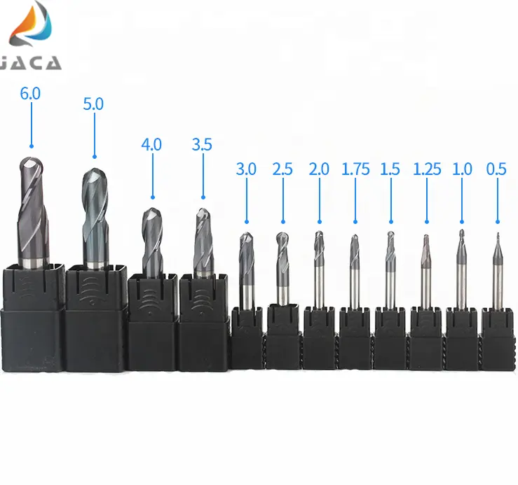 R 0.5-12.5mm Ball Nose End Mill/2-4 Flutes Carbide Milling Cutter For Steel