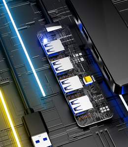 Hub USB SYONG, USB-A mâle, 4 en <span class=keywords><strong>1</strong></span>, hub USB haute vitesse, 3 USB 2.0 et <span class=keywords><strong>1</strong></span> USB 3.0, multiport, extension, transfert rapide, ordinateur portable, souris, caméra - Product Image 5