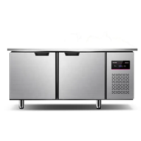 Nouvelle table de travail multifonctionnelle en acier inoxydable pour hôtels et restaurants, avec vitrine réfrigérée et grande capacité