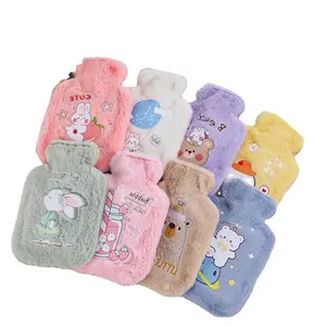 Reusable Winter Heat Hand, Warmer Pvc Stress Pain Relief Therapy Hot Water Bottle Bag With Knitted Soft Rabbit Plush Cover/