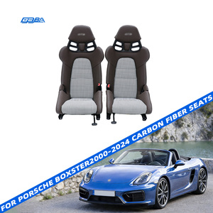 Asientos de Carreras Ajustables de Fibra de Carbono con Diseño Marrón y Patrón de Pata de Gallo para Porsche Boxster - Product Image 1