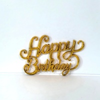 Gold Silber Roségold Schwarz Metallisch 3D Happy Birthday Cake Topper Kursiv Schriftlich Dekoration für Partyzubehör