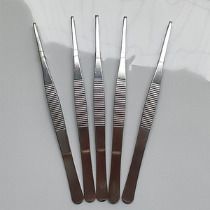 Stainless Steel Forceps With Hooked Tips 14Cm Dressing Tissue Laboratory Dissection Grip Rat Tooth <b>Clamps</b> - Product Image 1