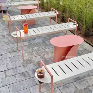 Stile coreano in panche Patio commerciale sgabelli in ferro per caffè e latte negozi di fiori lunghi cortili - Product Image 6