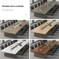 Table de Conférence de Luxe Neuve en Bois, Longue et Moderne, pour Salle de Réunion, Finition Multi-Grains de Bois, 11-20 Personnes, Idéale pour le Personnel, les Entreprises et les Hôtels