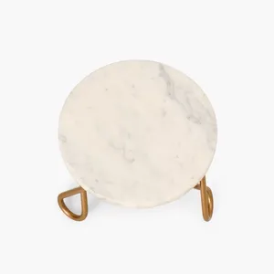 Mughalcrafts Stylish White <b>Marble</b> Frost <b>Cake</b> <b>Stand</b> Customisable Metal Dessert Tray Indian Wholesale Price Ins Box Packaging - Product Image 3