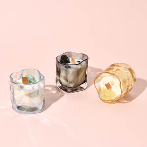 热销7盎司高端可重复使用独特扭曲形状彩虹色彩虹玻璃容器蜡烛蜡烛罐 - Product Image 3