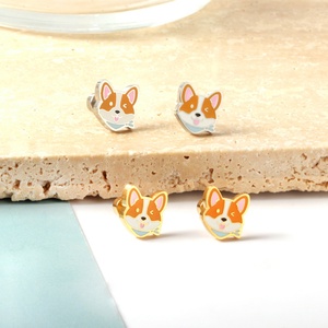Boucles d'oreilles en acier inoxydable de bonne qualité pour enfants, animaux mignons, hypoallergéniques, boucles d'oreilles émaillées pour enfants, bijoux personnalisés pour enfants - Product Image 4