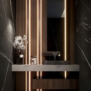 BALOM Italian Luxury Style Bathroom Cabinet Wood MDF Plywood Melamine Vanity with Smart Mirror Ready to Assemble OEM - Product Image 2