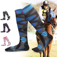 Chaussettes d'équitation en gros avec logo personnalisé, en coton et nylon, rembourrées, hautes jusqu'au genou, à compression, pour l'équitation