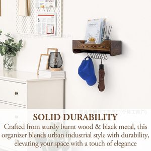 Wooden <b>wall</b>-mounted baseball cap <b>storage</b> rack, home <b>wall</b>-mounted clothing bag and hat <b>storage</b> and organization rack - Product Image 4
