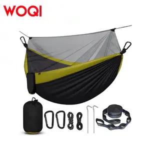 WOQIトラベルポータブル軽量ハンモック、蚊帳付きキャンプハンモック、ツリーストラップ付き