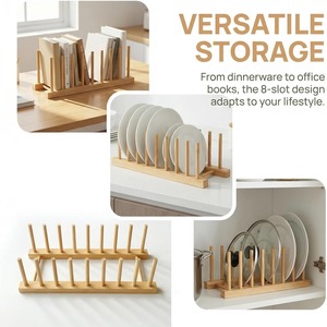 Holder Vertical Drainer <b>Plate</b> Organizer Bamboo Dish <b>Racks</b> <b>Plate</b> Stand for Cabinet Stand Drainer Storage Holder Organizer - Product Image 4