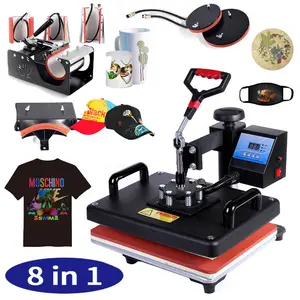 8 en 1 Combo impresora de transferencia Heat Press tshirt Printing Machine