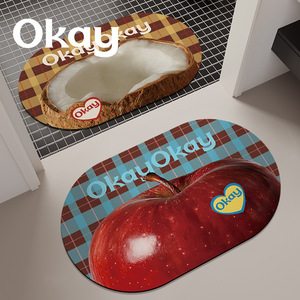 แผ่นรองอาบน้ำรูปวงรี ดูดซับน้ำได้ดี ผลิตจากดินไดอะตอม ป้องกันการลื่น ลายพิมพ์ทันสมัย สำหรับประตูห้องน้ำ - Product Image 3