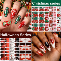 Autocollants pour ongles d'Halloween personnalisés, fantômes, chauves-souris, citrouilles, toiles d'araignées, orange, noir, design Boo, non toxiques pour les fêtes costumées