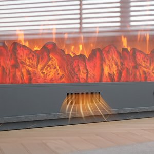 Meuble TV avec cheminée électrique intégrée AJUNION, bois d'ingénierie, placage de marbre, <span class=keywords><strong>console</strong></span> multimédia, unité TV avec télécommande - Product Image 6