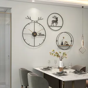 Newly Nordic Minimalist Wall Hanging Clock For Home Modern Black Metal Wall Clock Set