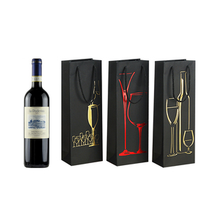 Logo personalizzato di lusso nero vino Tote sacchetto di carta Kraft Champagne birra vino sacchetti di carta con manico