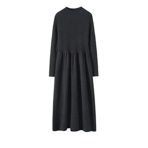 Vestido de Punto para Mujer, Mezcla de Cachemira, Estilo Invernal, Color Sólido, Manga Larga, Cálido, Falda Larga Plisada de Cachemira, OEM y ODM - Product Image 6