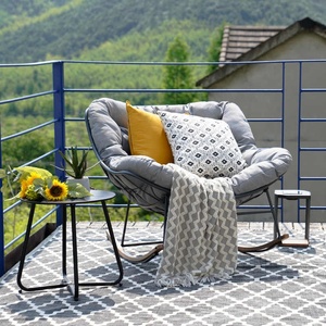 Modern Comfortable <strong>Recliner</strong> Rocking <strong>Chair</strong> with Stainless Steel Frame and PE Wicker <strong>Rattan</strong> for Bedroom Hotel Outdoor Use - Product Image 1