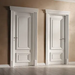 Solid Hardwood Internal Simple White French Bedroom Kitchen Prepainted Interior Doors For House