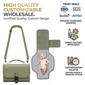 2024 nouvelle mode en cuir couche <span class=keywords><strong>sac</strong></span> à <span class=keywords><strong>dos</strong></span> fourre-tout avec compartiments isolés bébé registre matelas à langer pour maman et garçons - Product Image 1