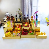 Ensemble de buffet en acrylique doré de luxe de 11 pièces, épaisseur 4 mm, cube moderne brillant, rehausseur de nourriture pour mariage, fête et présentation