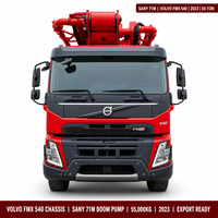 Camion pompe à béton Sany 71m Volvo FMX d'occasion 2023 55T 5 essieux, Machine pompe à béton Sany Volvo 71m d'occasion Exportation Chine