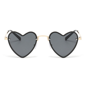 Heart Shaped Sunglasses Metal <b>Frame</b> <b>Black</b> UV400 Protection Women's Fashion Accessories - Product Image 5