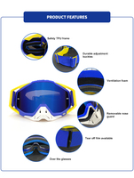 Lunettes de motocross Yijia Optical 100% UV, protection UV400, coupe-vent, anti-poussière, lunettes de moto tout-terrain, lunettes de dirt bike