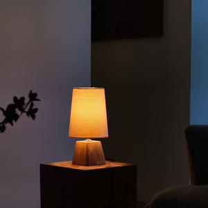 Lámpara de mesa de madera sencilla con bombilla LED E27 y control de interruptor para dormitorio, sala de estar, estudio, decoración. - Product Image 4