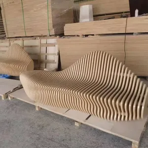 Banc en bois massif moderne, mobilier commercial extérieur personnalisé, chaises décoratives pour centre commercial, parc, salle de sport - Product Image 6