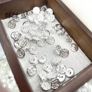Qunlvsheng S925 Boucle de bijoux ronde en argent, bouton rétro « Paix et Joie », connecteur DIY - Product Image 4
