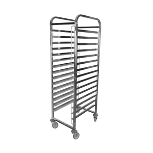 Étagère à pâtisserie mobile en acier inoxydable à 15 niveaux |   Chariot à pizzas pour boulangerie commerciale avec roulettes verrouillables - Product Image 1