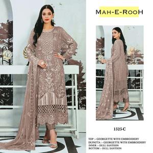 Faux Georgette lourde de bonne qualité avec séquence de 3mm brodé costume pakistanais de travail pour la fête de mariage et les vêtements de plein air - Product Image 3