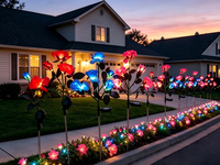 Lampe solaire LED décorative pour jardin, en forme de fleur, 6/7 têtes, en fer, étanche IP65, petite taille