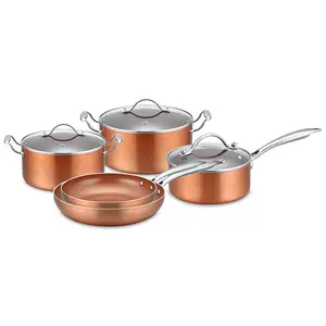 Juego de utensilios de cocina de acero inoxidable, 8 unidades, ollas de cobre, venta al por mayor