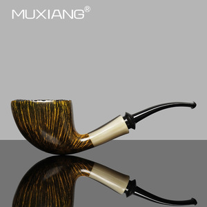 Muxiang Wooden Smoking Pipe Bent Type Handmade Tobacco Pipe For Men - Product Image 3