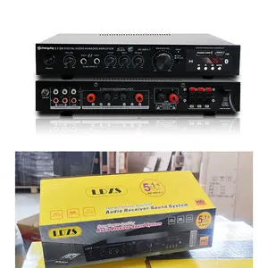 Ventas calientes LDZS 5,1 canales KTV sistema de cine en casa 2 micrófonos Mezclador de altavoces de entrada amplificadores de audio estéreo profesionales